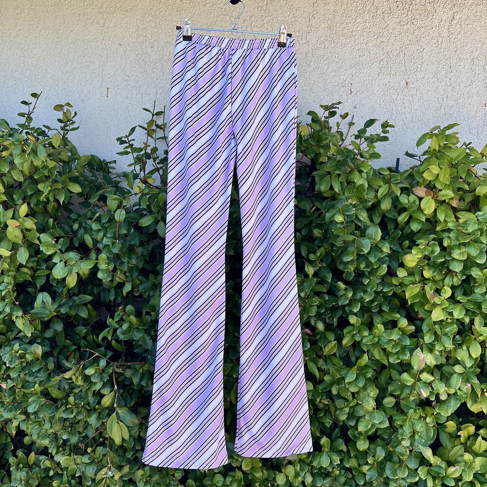 Maisie Wilen Contender Striped Jersey Flared Pants Lilac Size XS fits Small NWT - Picture 6 of 7